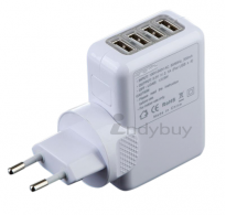 Universal 2.1A AC Power Adapter 4-Port USB Travel Wall Charger 